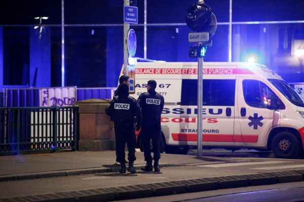 Police secure a street and the surrounding area after a shooting in Strasbourg